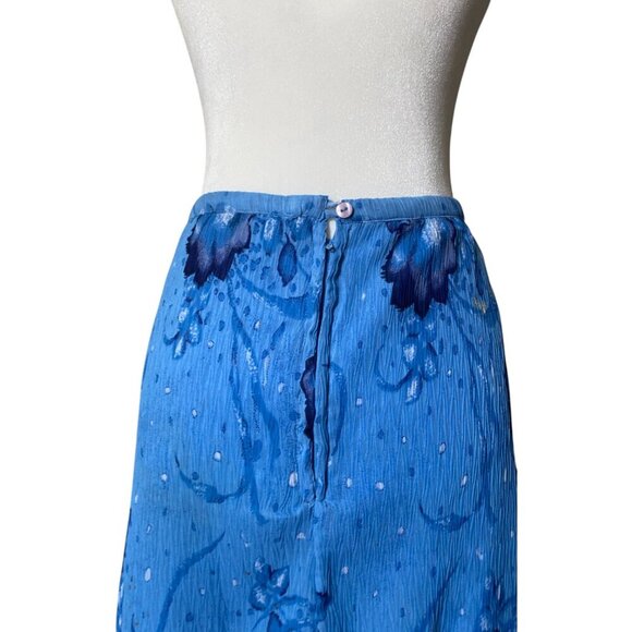 Blue Ditsy Floral 90's textured Flowy maxi skirt girly cottage boho Medium - Picture 3 of 5